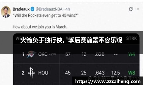 火箭负于独行侠，季后赛前景不容乐观